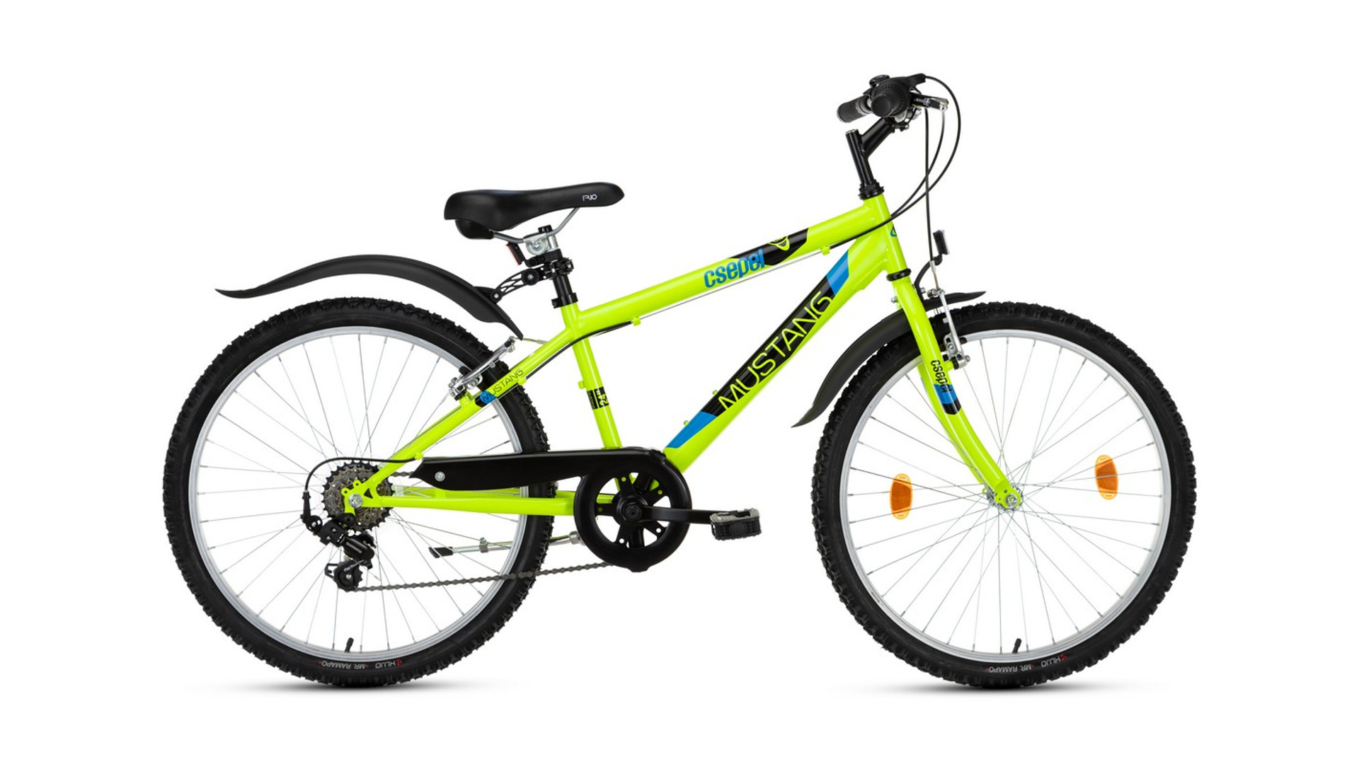 CSEPEL Woodlands Mustang 24" 6SP gyerek MTB kerékpár, 13,5", neonzöld
