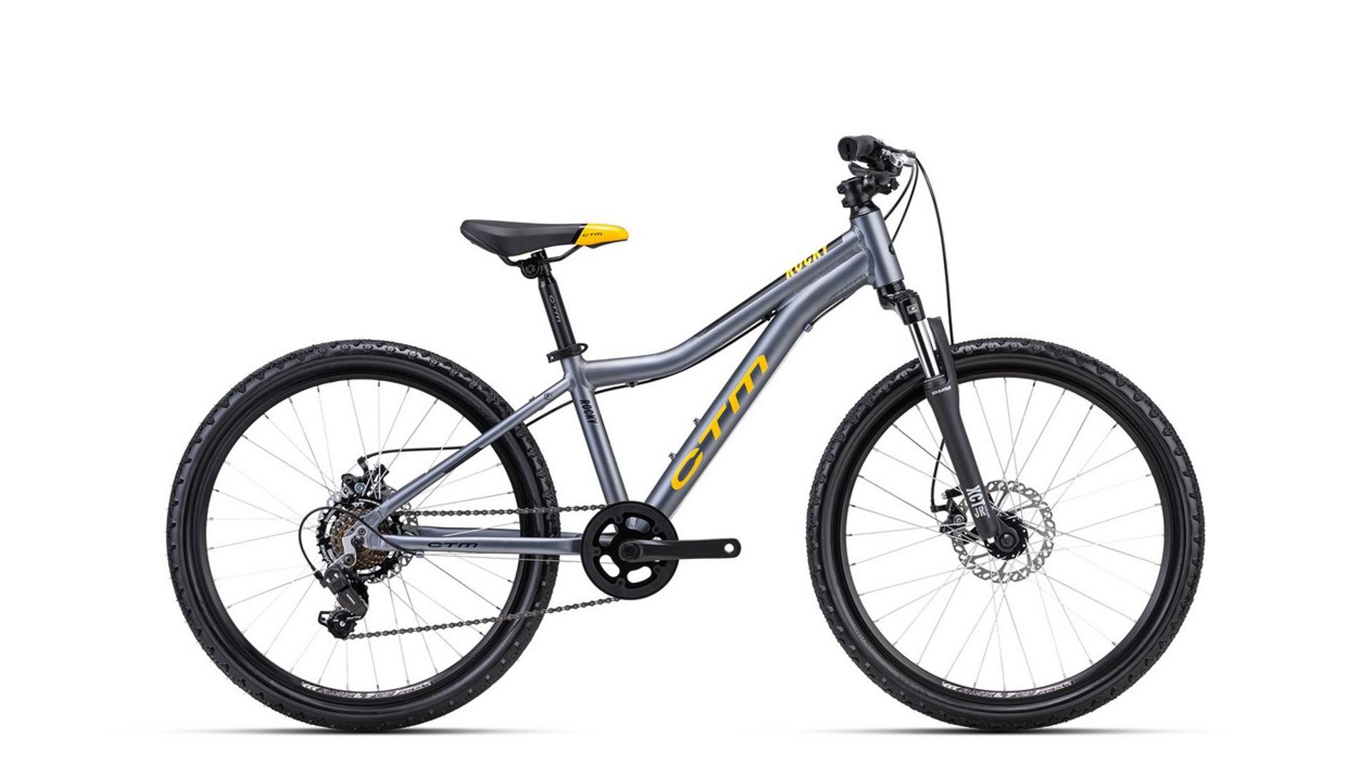 CTM Rocky 3.0 24" MTB gyerekkerékpár, 13" (124-145cm), matt sötétszürke / mango / fekete