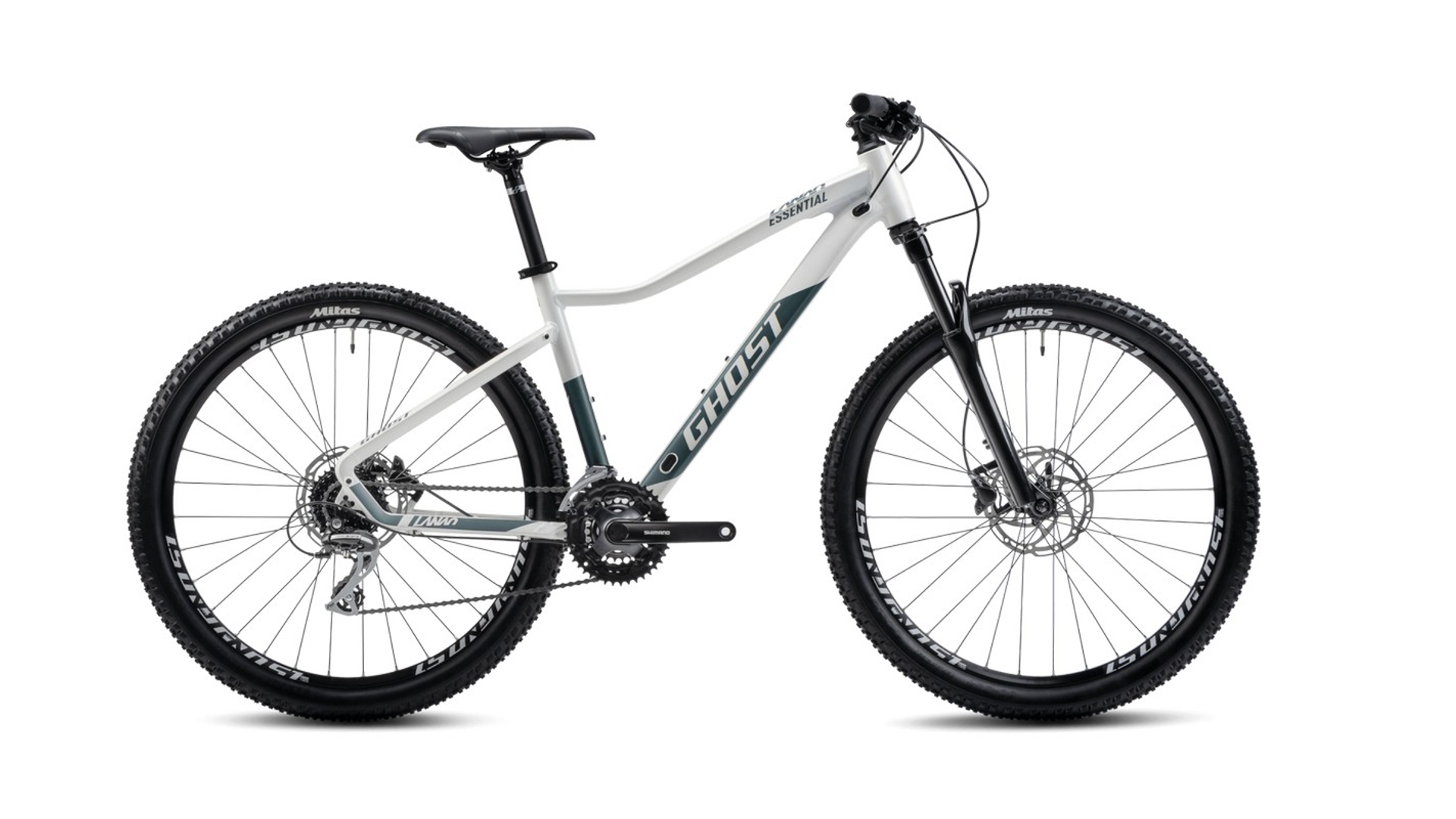 GHOST Lanao Essential 27,5" ni MTB hardtail kerékpár, Pearl White / Metallic Green Gloss, XS (145-160cm)