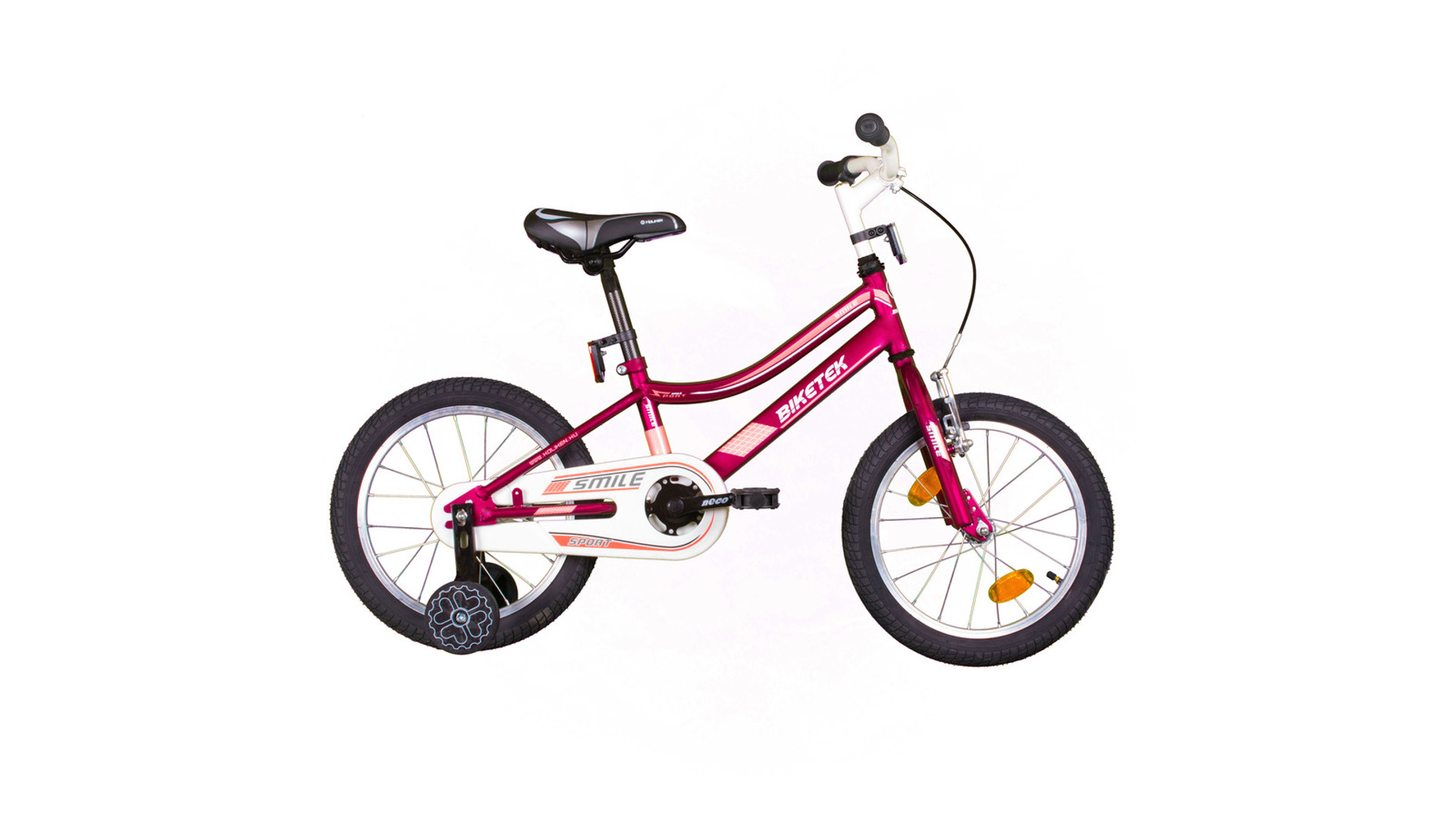 KOLIKEN Biketek Smile 16" gyermekkerékpár / tanulóbicikli, kontrás, bíbor KOLIKEN Biketek Smile 16" gyermekkerékpár / tanulóbicikli, kontrás, bíbor