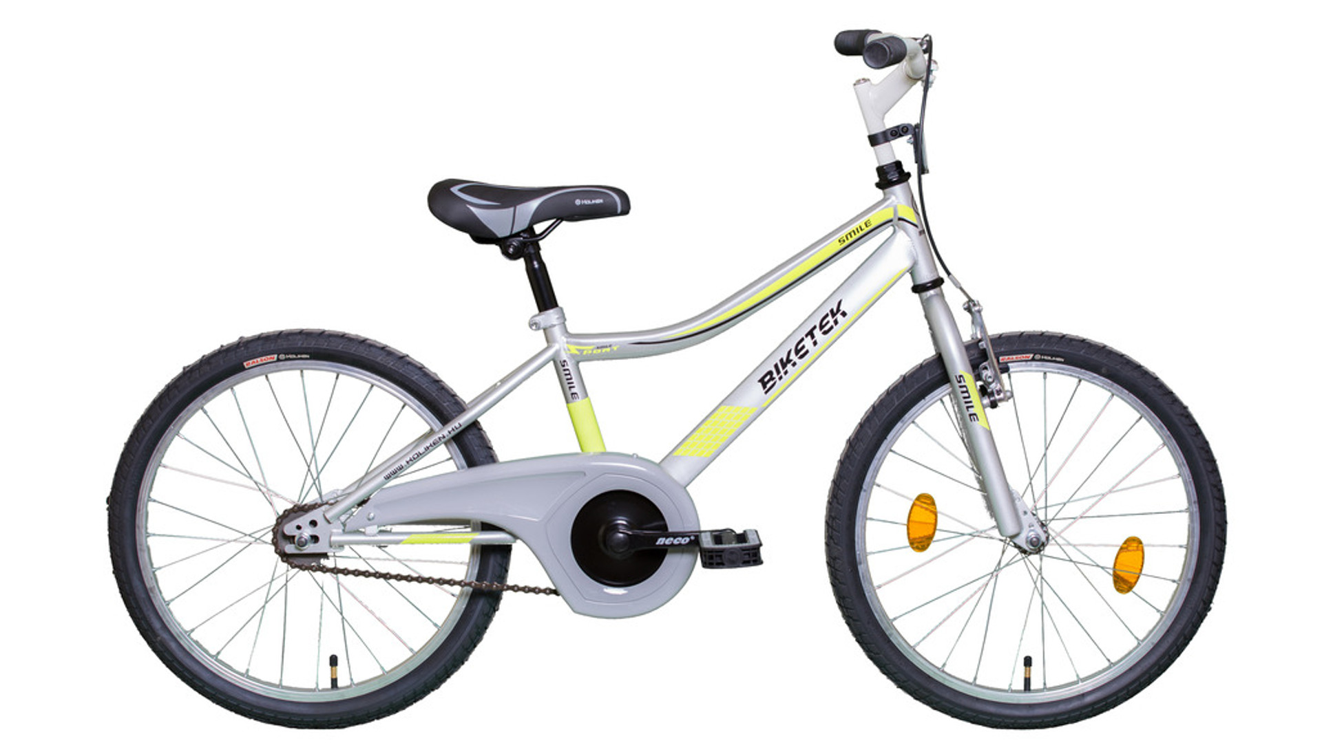 KOLIKEN Biketek Smile 20" gyermekkerékpár, kontrás, ezüst-neon