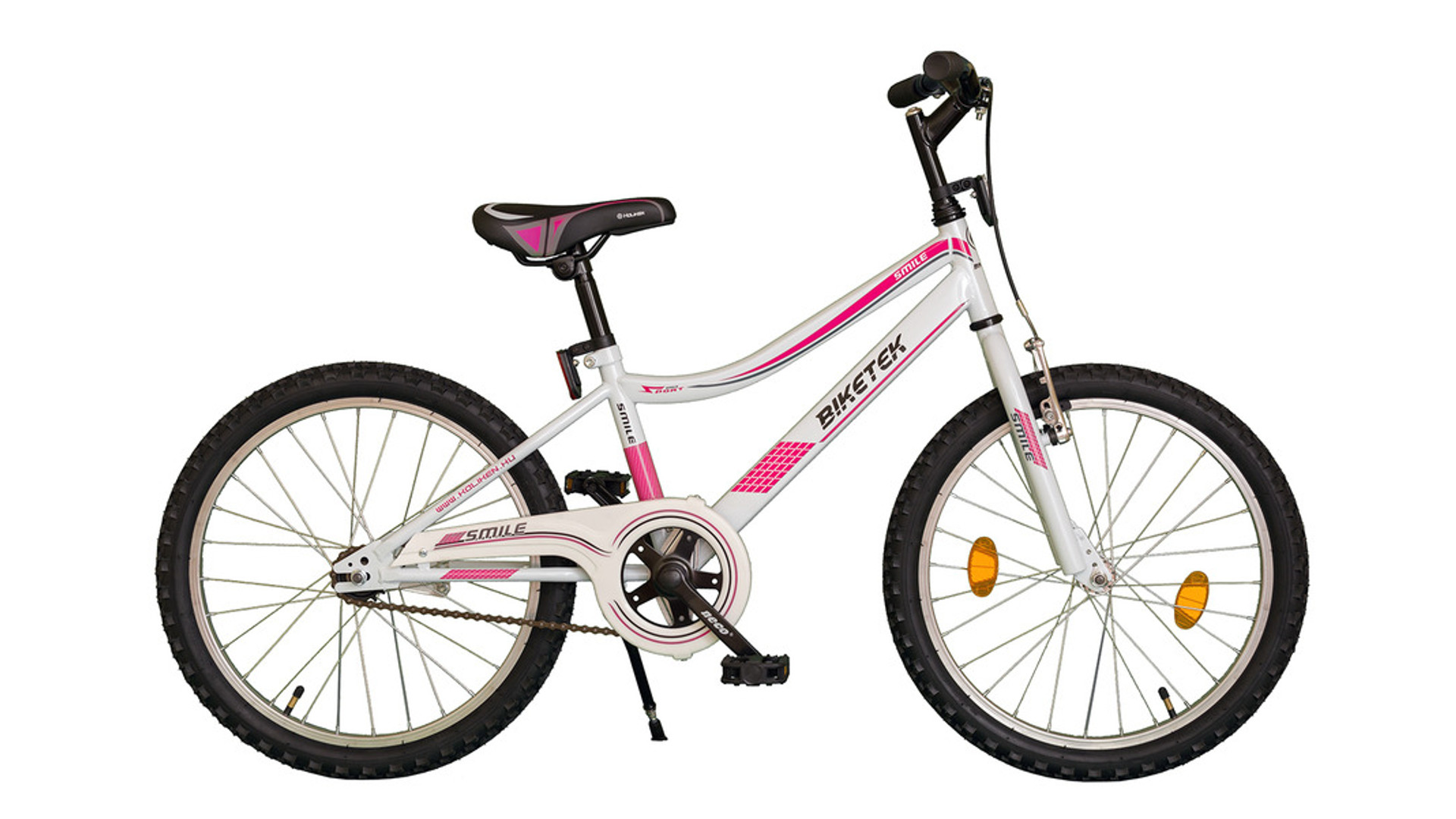 KOLIKEN Biketek Smile 20" gyermekkerékpár, kontrás, fehér-pink KOLIKEN Biketek Smile 20" gyermekkerékpár, kontrás, fehér-pink