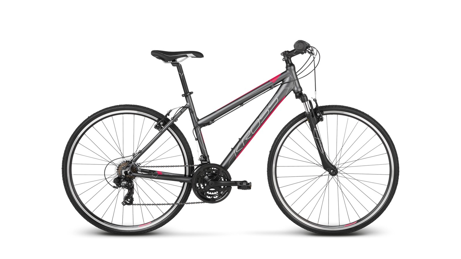 KROSS Evado 1.0 D 28" női cross kerékpár, graphite / raspberry matt, M (17")