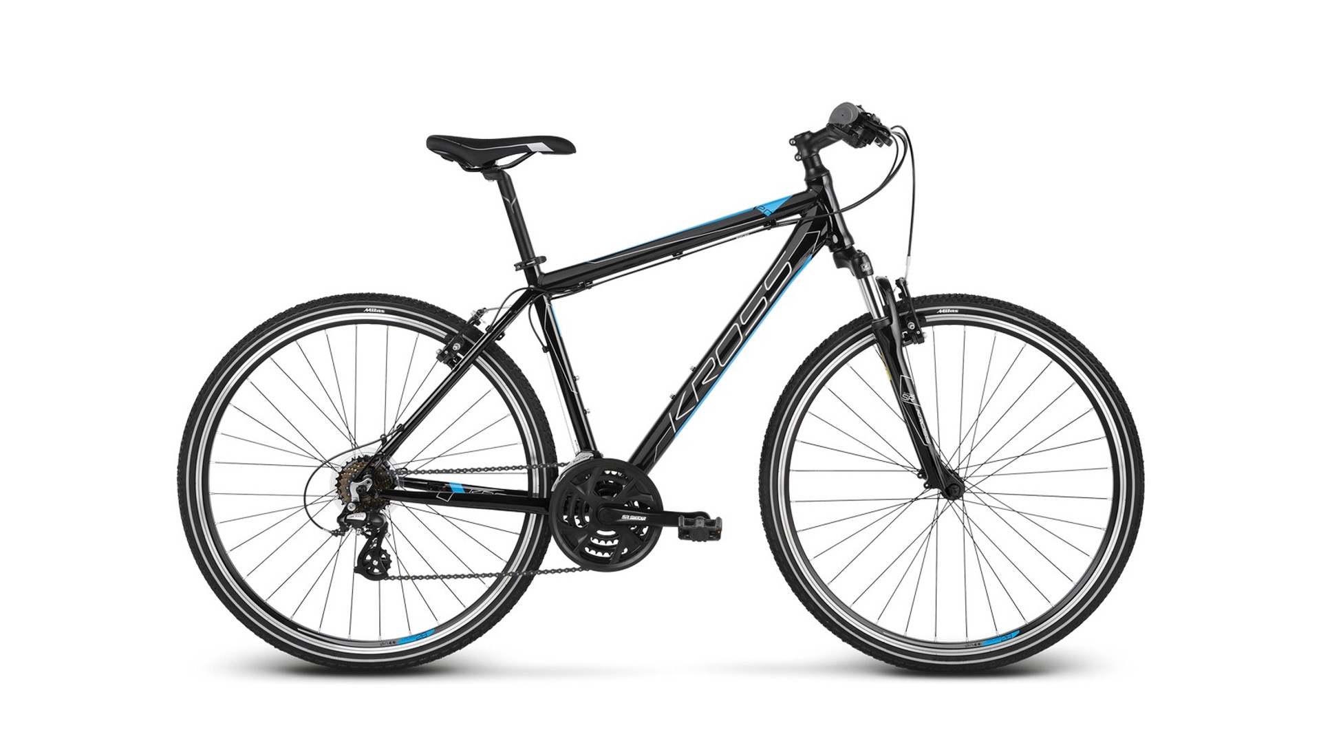 KROSS Evado 2.0 M 28" férfi cross kerékpár, black / blue gloss, S (17") KROSS Evado 2.0 M 28" férfi cross kerékpár, black / blue gloss, S (17")
