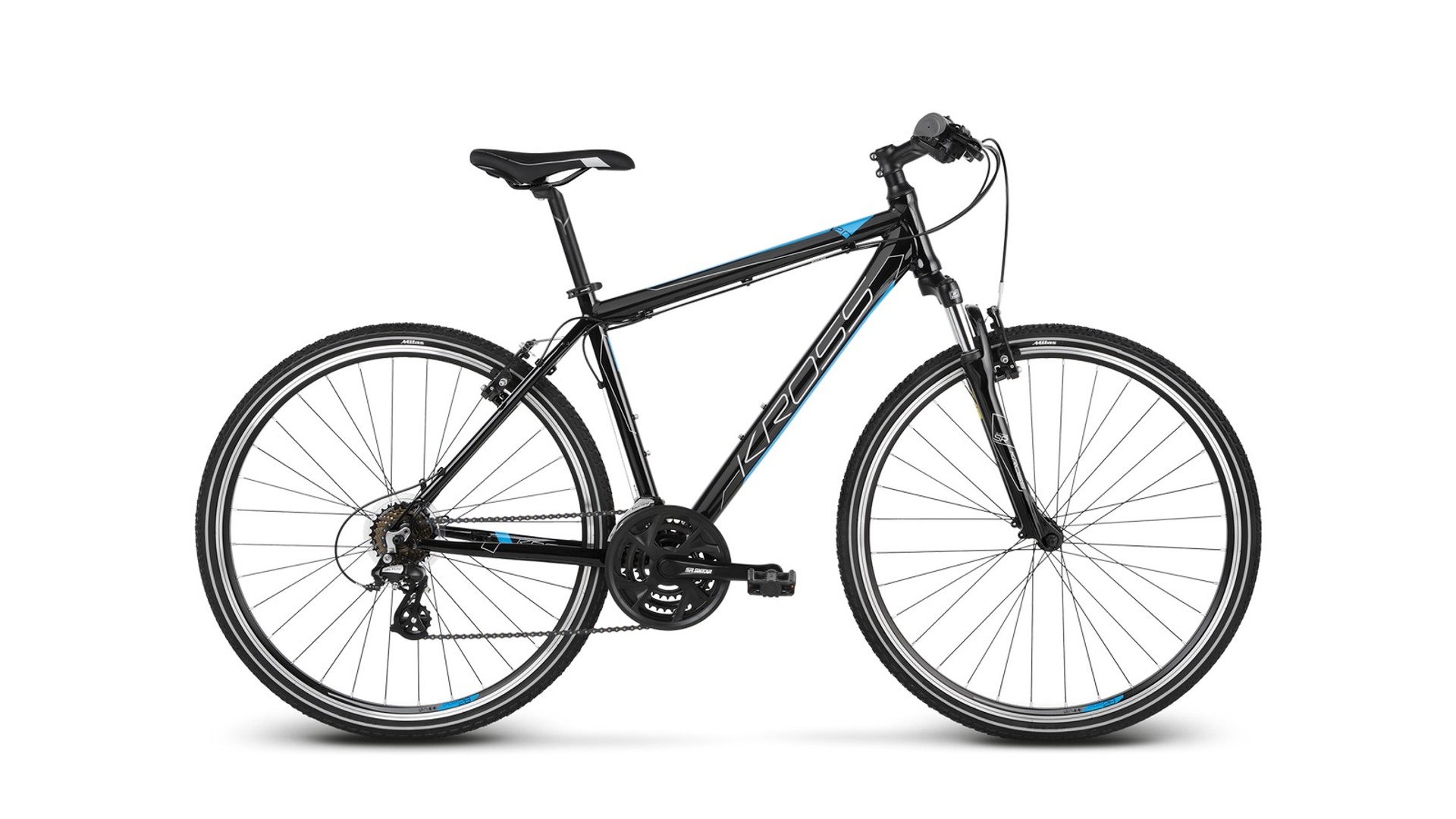 KROSS Evado 2.0 M 28" férfi cross kerékpár, black / blue gloss, S (17")