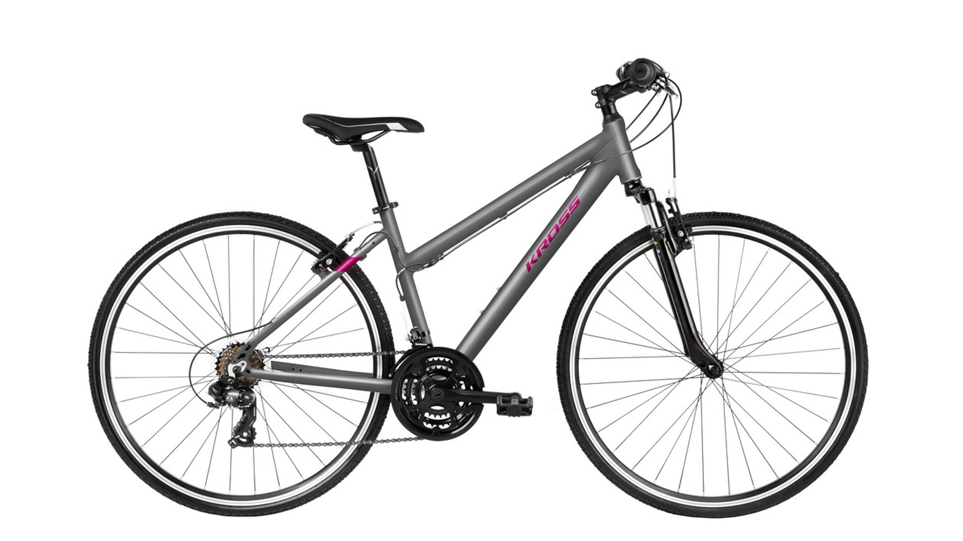 KROSS Evado 1.0 D 2022 28" női cross kerékpár, graphite / raspberry matt, L (19")
