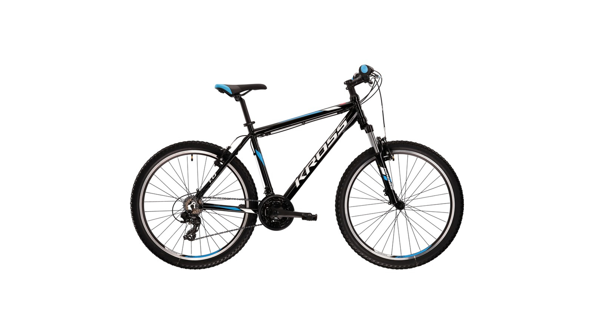 KROSS Hexagon 1.0 SR 2022 26" MTB kerékpár, black / white / blue gloss, L (21")