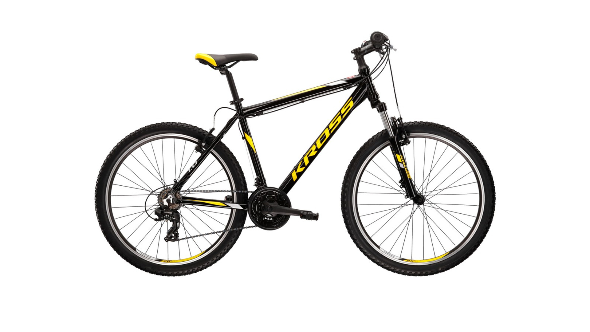 KROSS Hexagon 1.0 2022 26" MTB kerékpár, black / yellow / grey gloss, S (17")