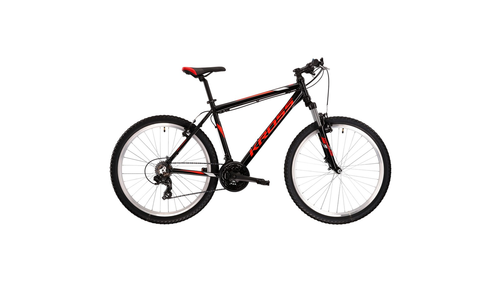 KROSS Hexagon 2022 26" MTB kerékpár, black / red / grey gloss, XS (14")