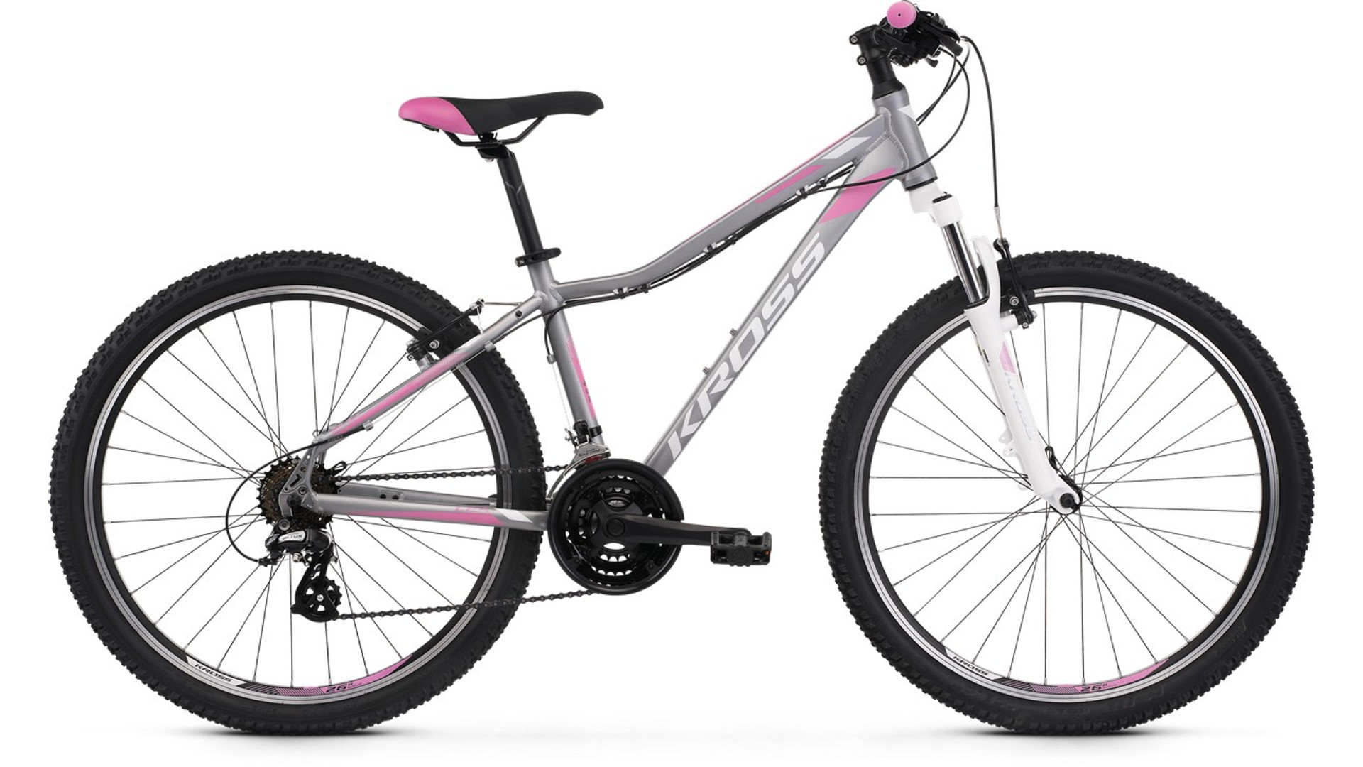 KROSS Lea 2.0 26" női MTB kerékpár, silver/white/pink matt, XS (15")