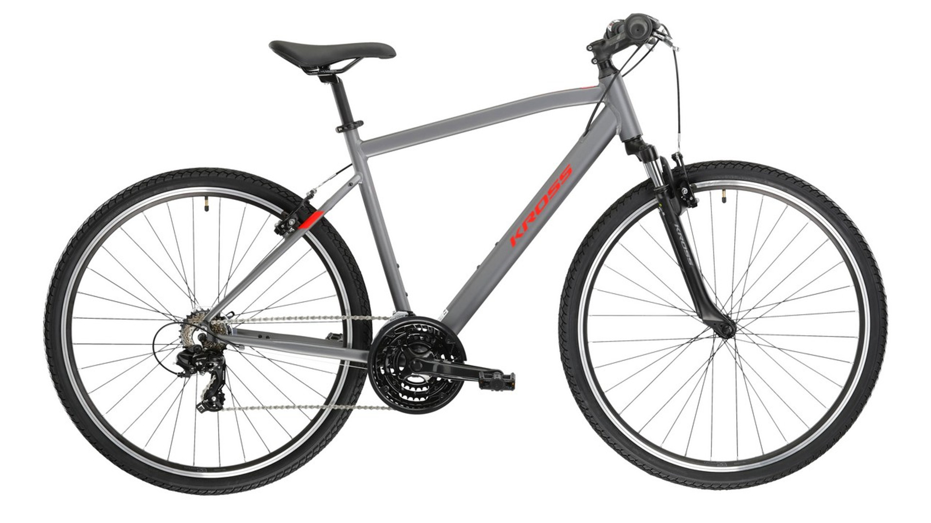 KROSS Evado 1.0 M 2024 28" férfi cross-trekking kerékpár, graphite / red / mat, M (19")