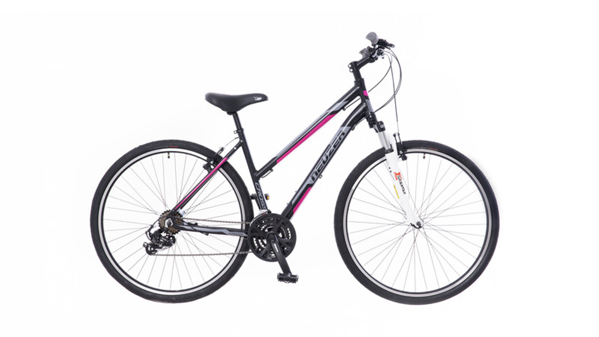 NEUZER X100 28" női cross-trekking kerékpár, fekete/szürke-pink, 17"