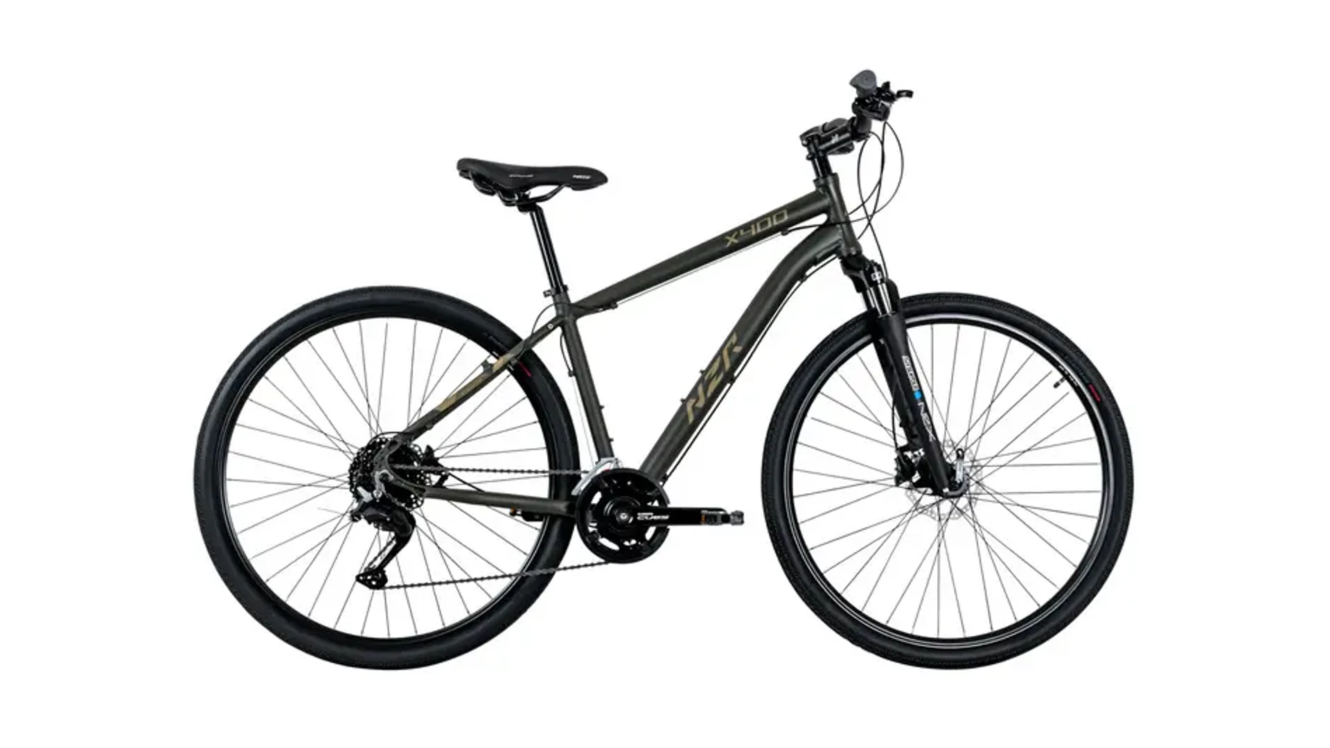 NEUZER X400 28" férfi cross-trekking kerékpár, szürkésoliva/okker matt, 17"
