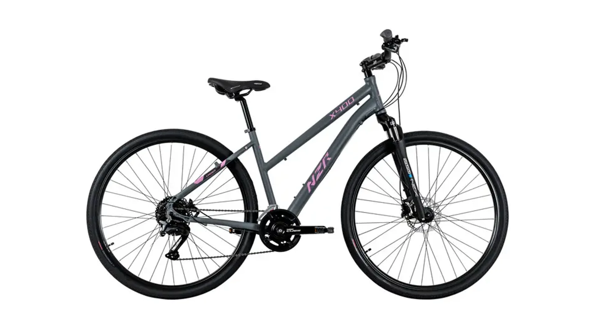 NEUZER X400 28" női cross-trekking kerékpár, acélszürke/rózsa, 17"