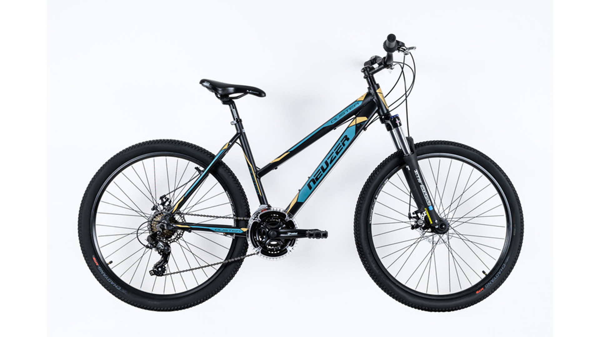 NEUZER Duster Hobby Disc 27.5" női MTB hardtail kerékpár, fekete/türkiz-sárga, 19"
