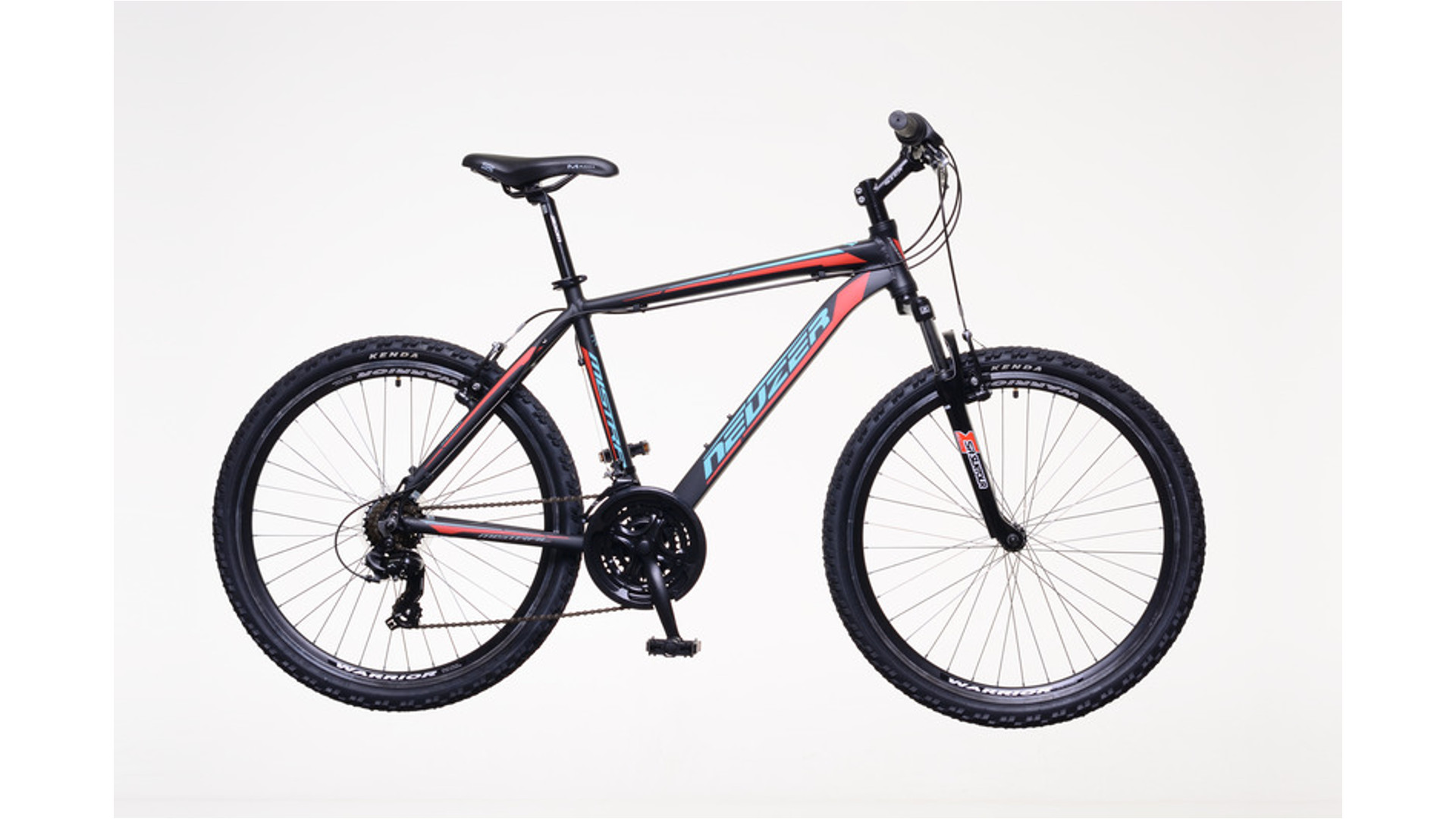 NEUZER Mistral 30 férfi MTB kerékpár, teleszkópos, fekete / piros-cián, 19''