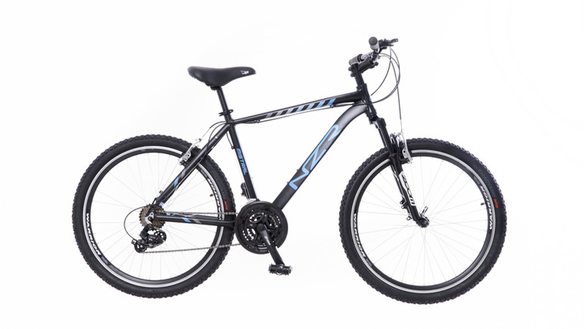 NEUZER Mistral 50 26" férfi MTB kerékpár, teleszkópos, fekete/türkiz-szürke, 15"