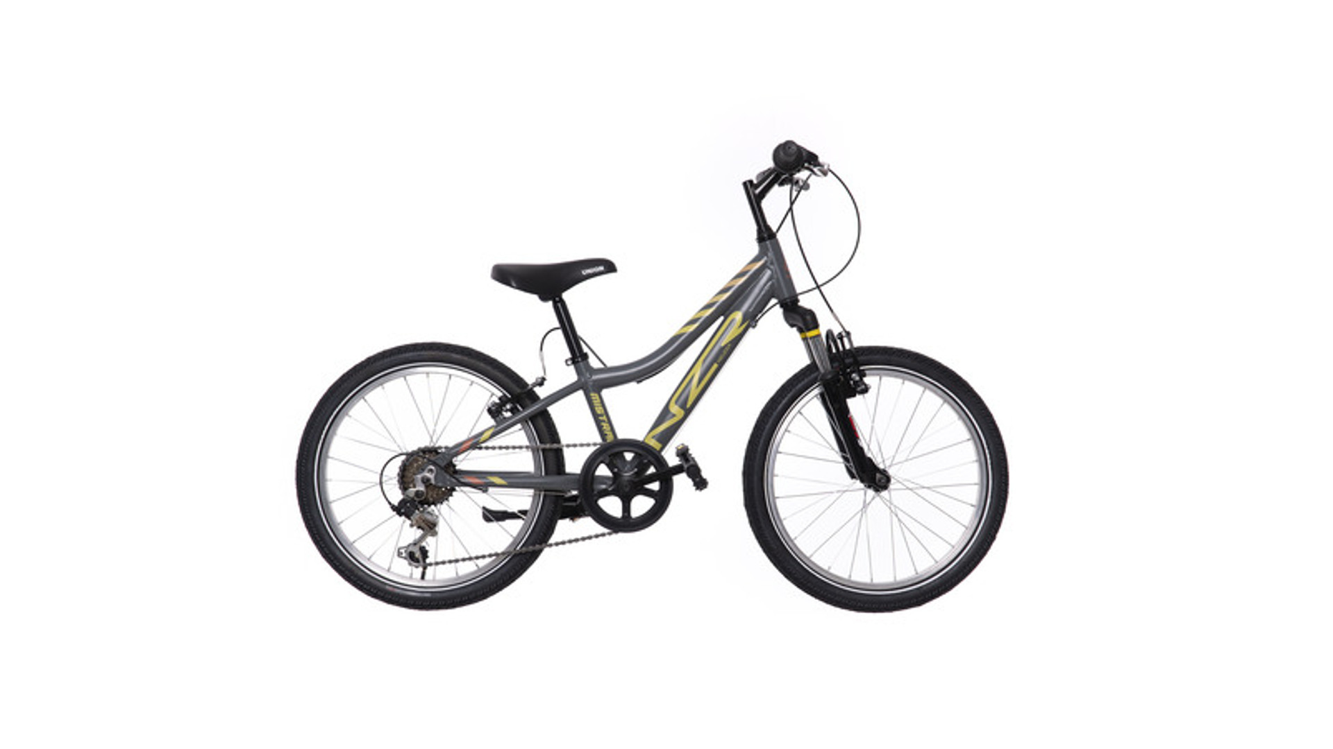 NEUZER Mistral 20" MTB fiú gyerekkerékpár, 6 seb. alu, szürke / sárga-narancs