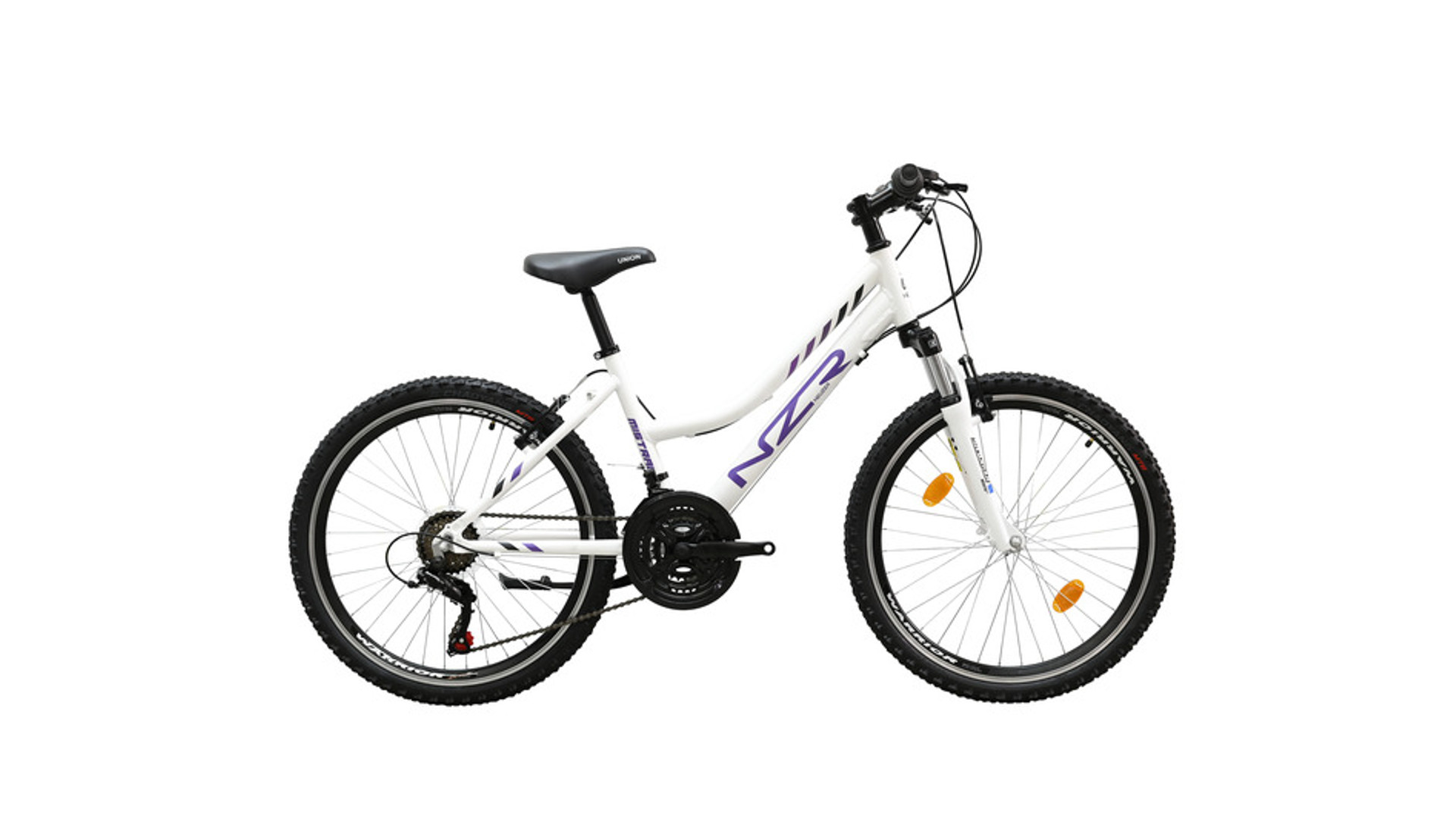 NEUZER Mistral 24" MTB lány gyerekkerékpár, 18 seb. alu, fehér / lila-fekete