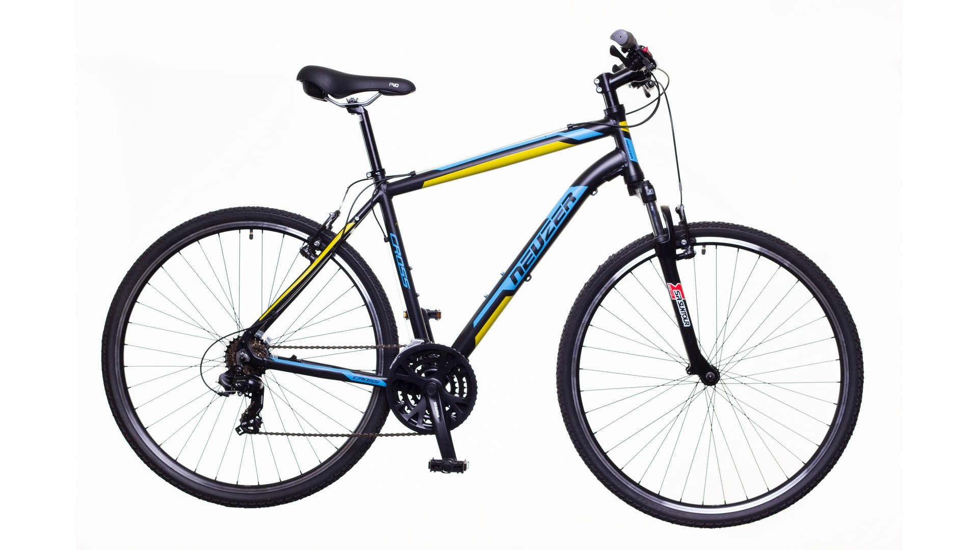 NEUZER X100 28" férfi cross-trekking kerékpár, fekete/kék-sárga, 17" NEUZER X100 28" férfi cross-trekking kerékpár, fekete/kék-sárga, 17"
