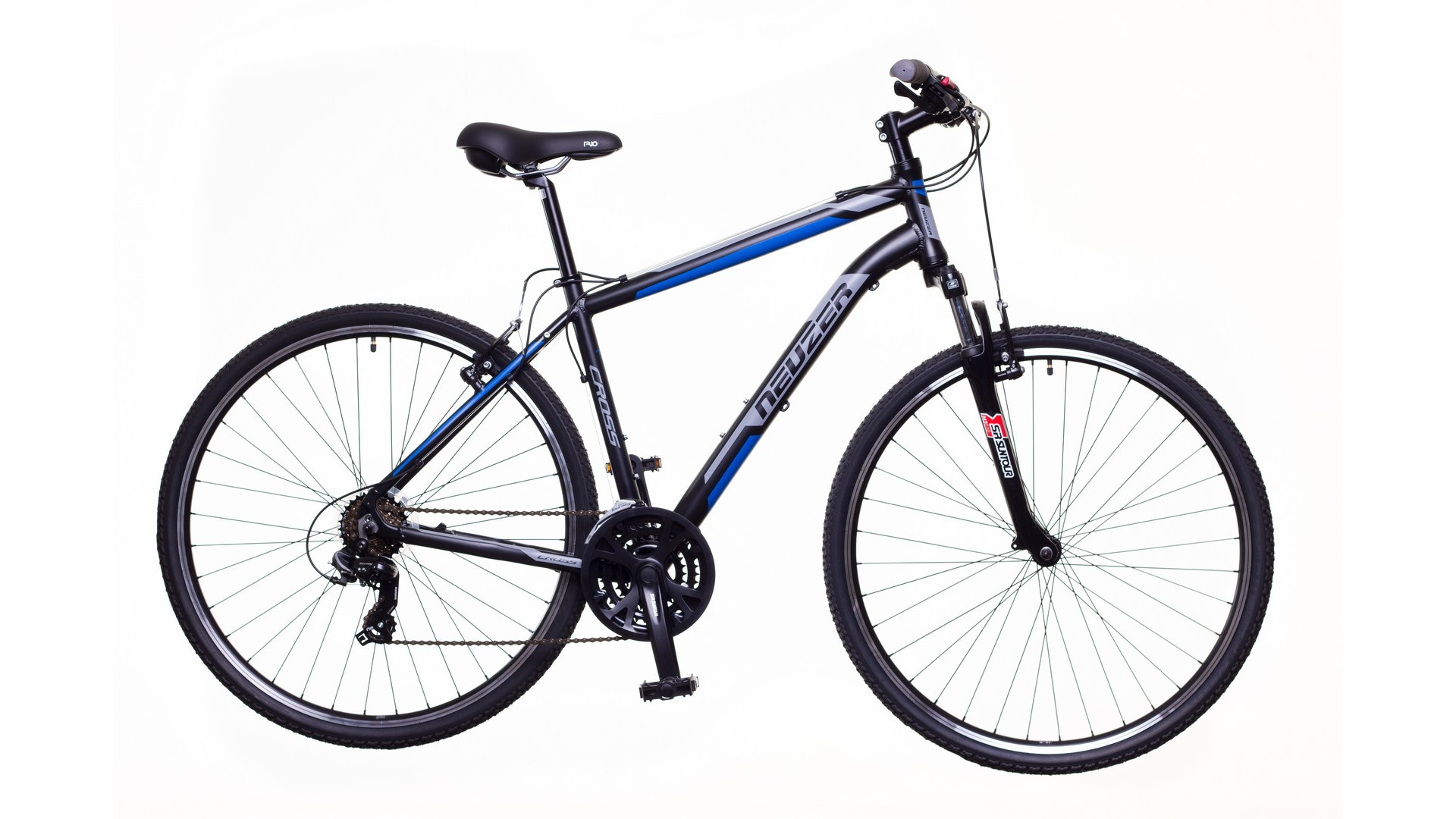 NEUZER X100 28" férfi cross-trekking kerékpár, fekete/kék-szürke, 19" NEUZER X100 28" férfi cross-trekking kerékpár, fekete/kék-szürke, 19"