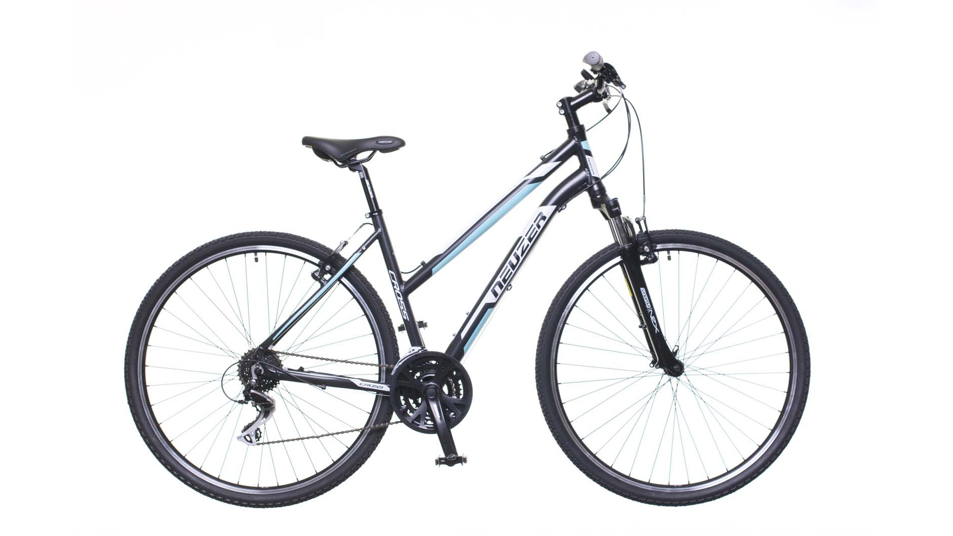 NEUZER X200 28" női cross-trekking kerékpár, fekete/fehér-kék, 17"