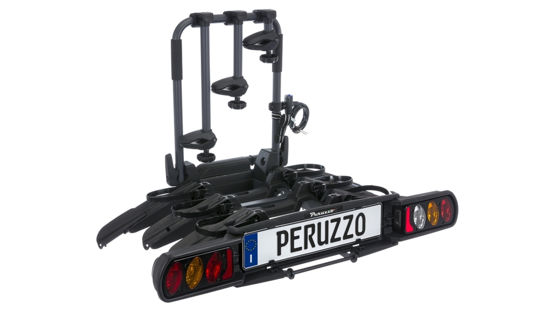PERUZZO Pure Instinct (Pure3 Lock) kerékpárszállító vonóhorogra 3 kerékpárhoz, sínes, acél
