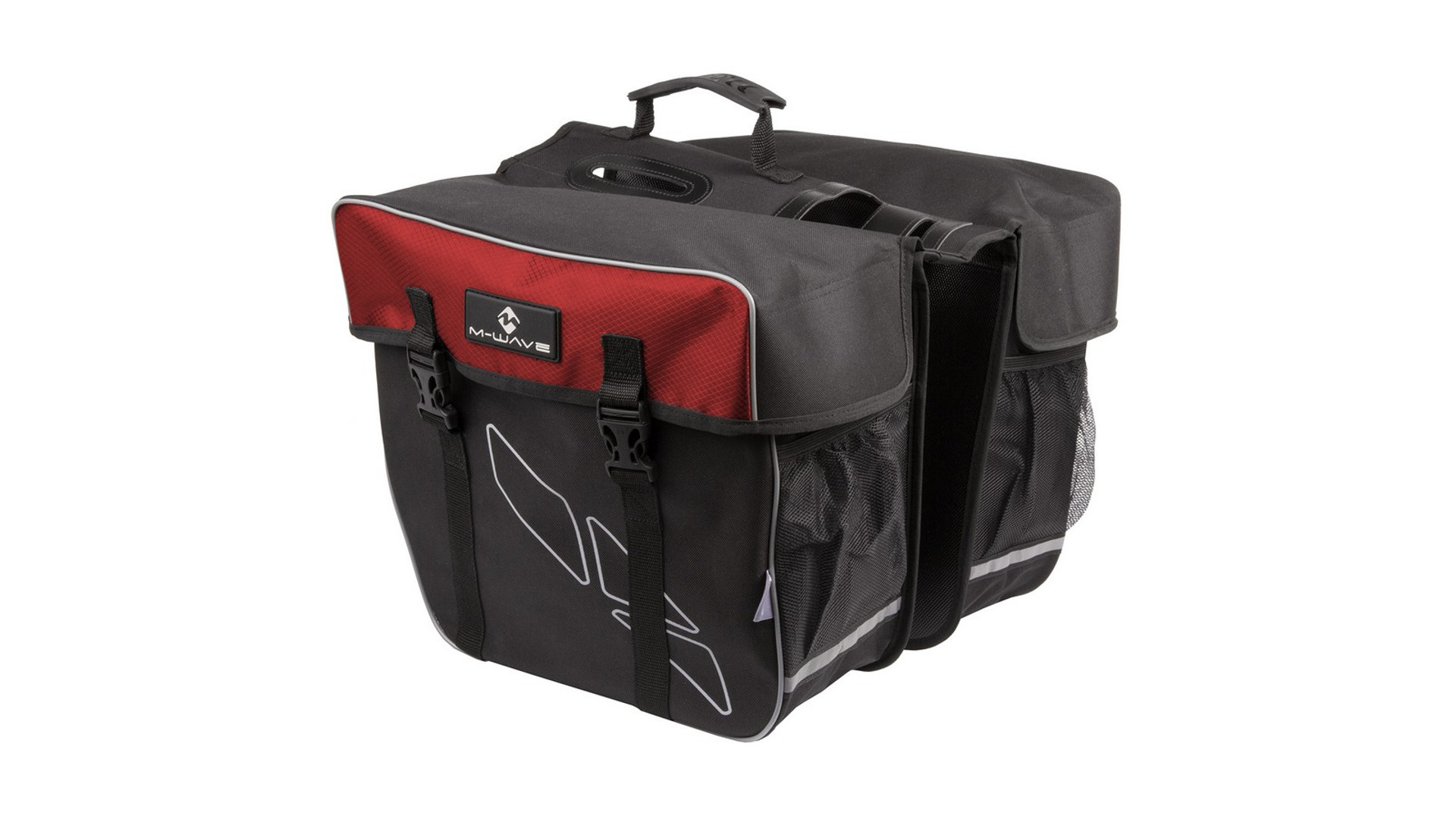M-WAVE Amsterdam Double kétrészes túratáska csomagtartóra, 30 liter, fekete-piros M-WAVE Amsterdam Double kétrészes túratáska csomagtartóra, 30 liter, fekete-piros