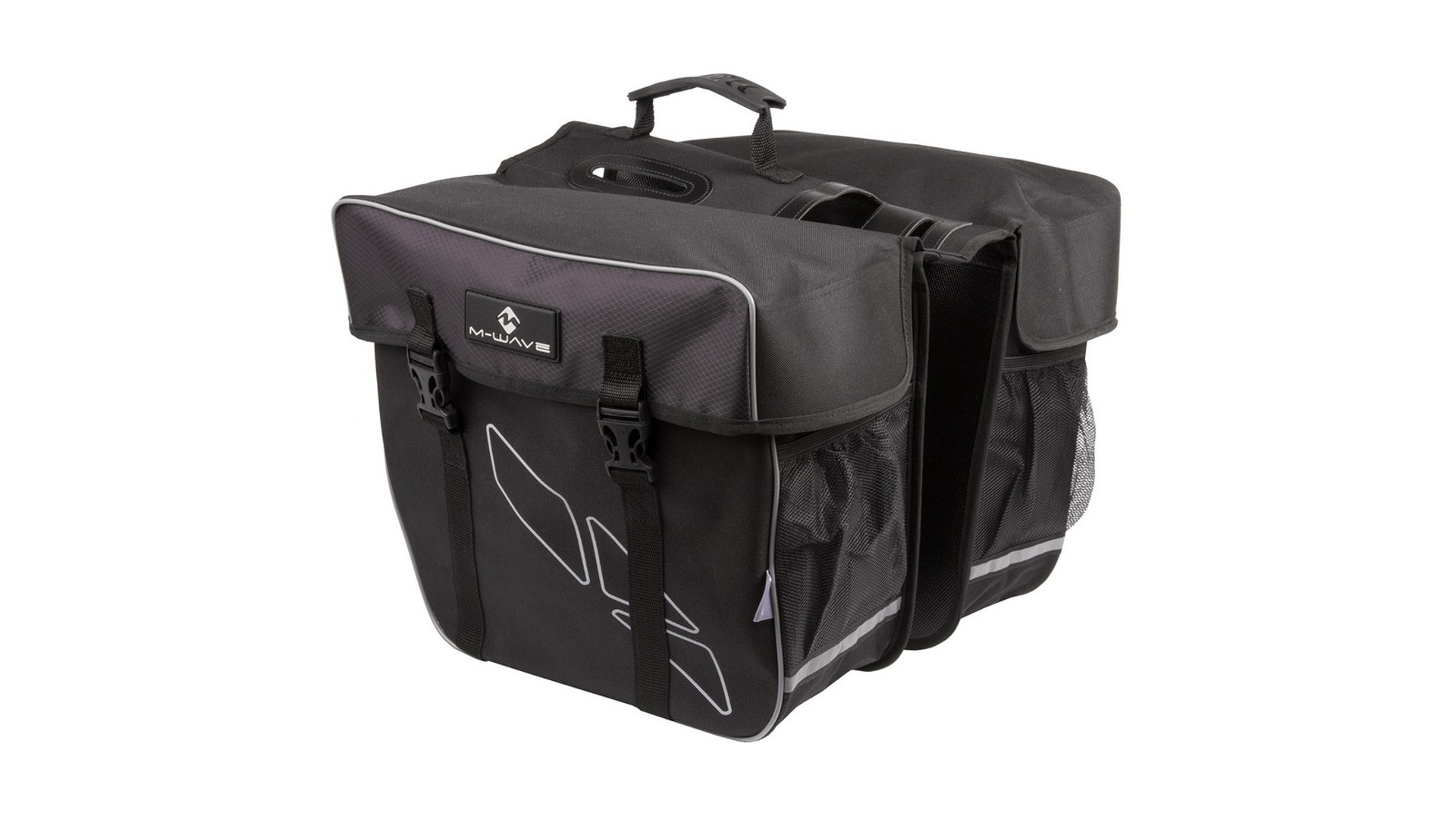 M-WAVE Amsterdam Double kétrészes túratáska csomagtartóra, 30 liter, fekete-szürke M-WAVE Amsterdam Double kétrészes túratáska csomagtartóra, 30 liter, fekete-szürke
