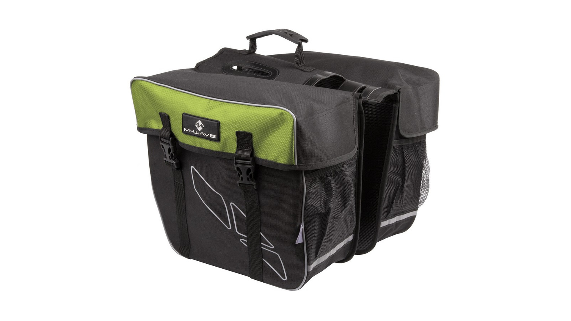 M-WAVE Amsterdam Double kétrészes túratáska csomagtartóra, 30 liter, fekete-zöld