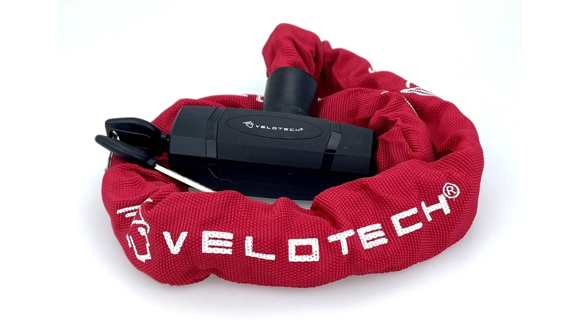VELOTECH 8x900 kerékpárlakat (láncos zár), kulcsos, 90cm, piros