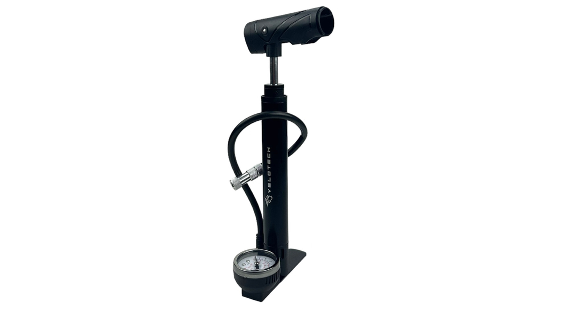 Velotech minipumpa / műhelypumpa nyomásmérővel, univerzális (AV/DV/FV), alu, 11 bar