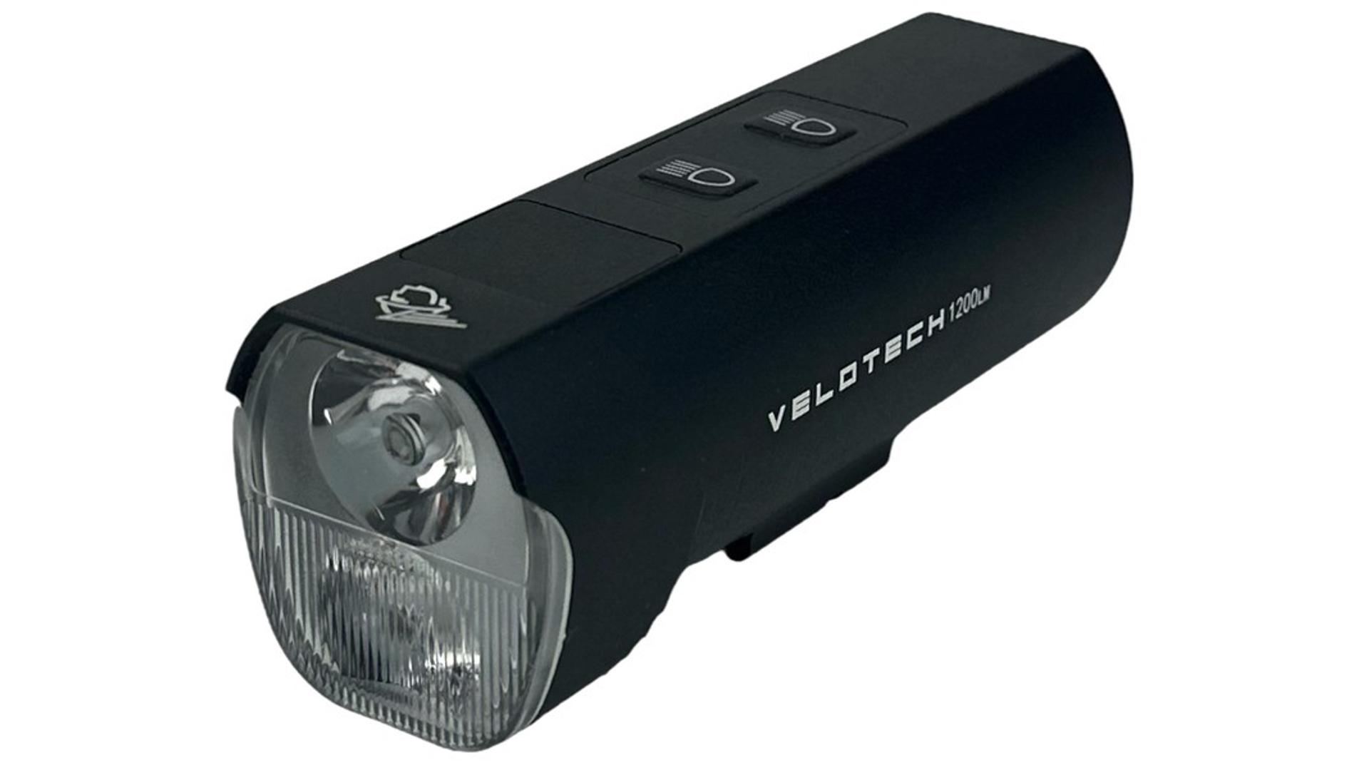 VELOTECH Pro 1200 2LED USB első lámpa, 1200 lumen, alu VELOTECH Pro 1200 2LED USB első lámpa, 1200 lumen, alu