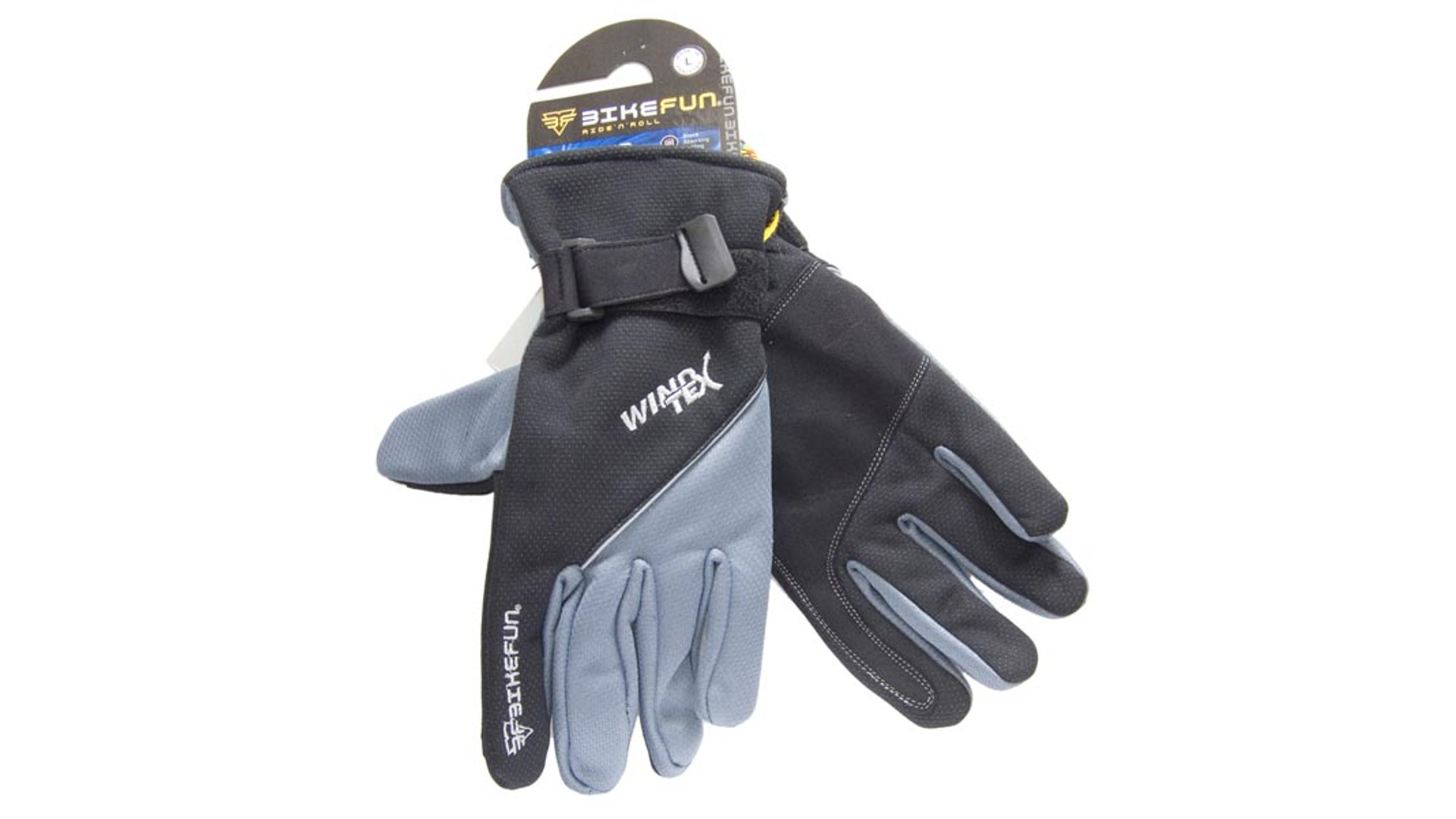 BIKEFUN téli kerékpáros kesztyű szél- és vízgátló Windtex membránnal, szürke, XS