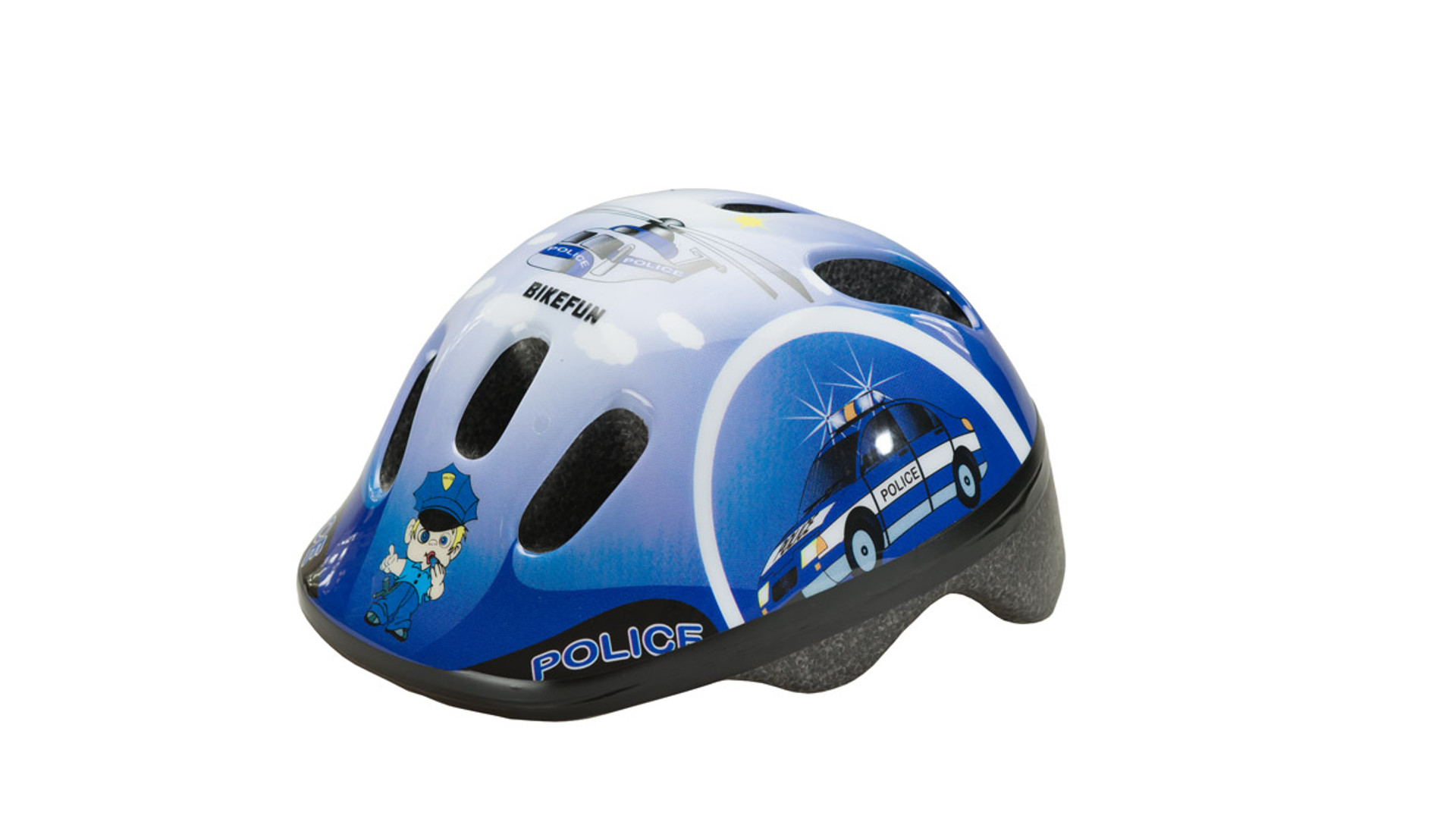 BIKEFUN Ducky kerékpáros sisak, kék, rendőrautós, XS (44-48 cm)