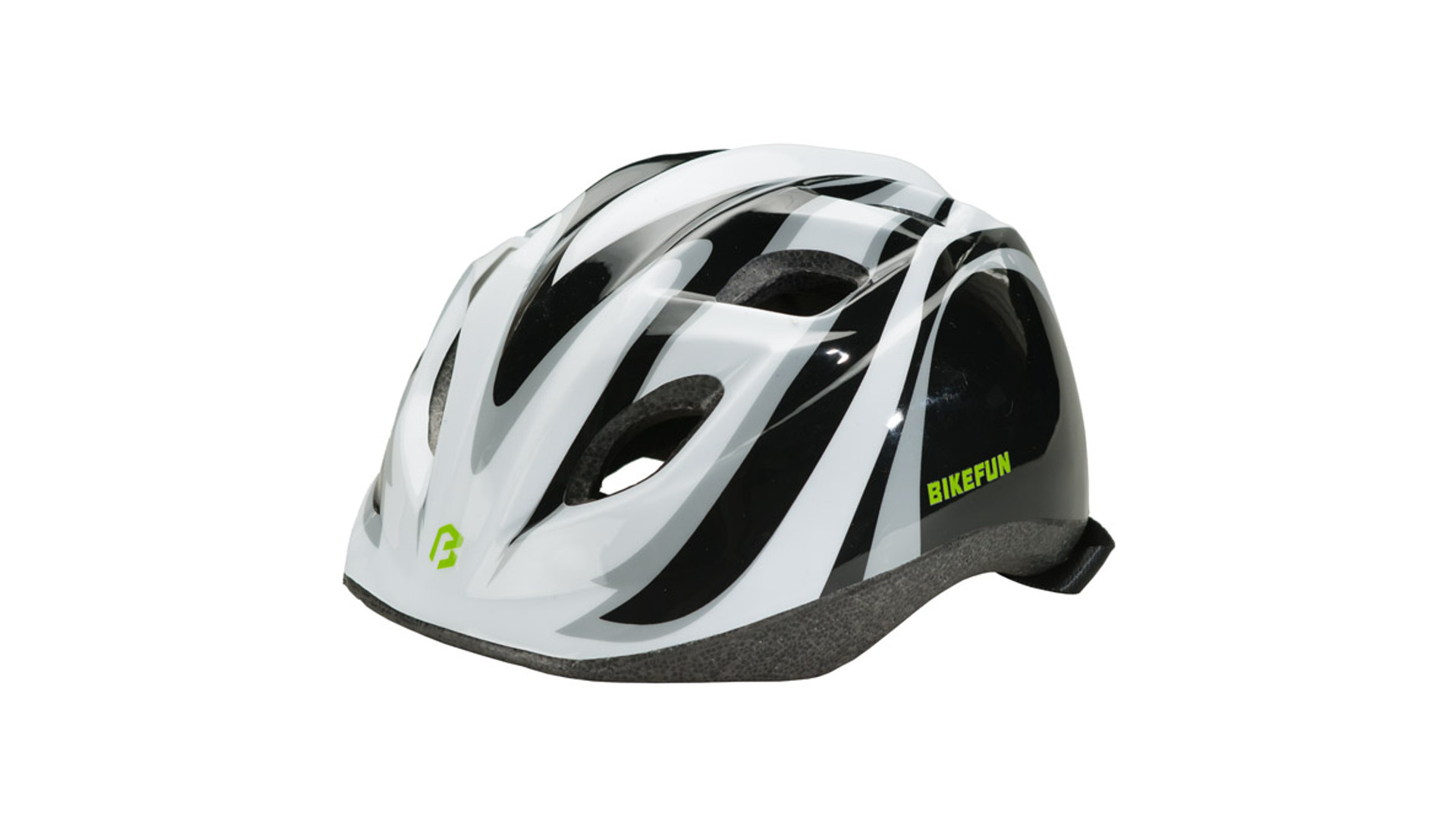 BIKEFUN Junior kerékpáros sisak, fekete/fehér, S (48-52 cm) BIKEFUN Junior kerékpáros sisak, fekete/fehér, S (48-52 cm)