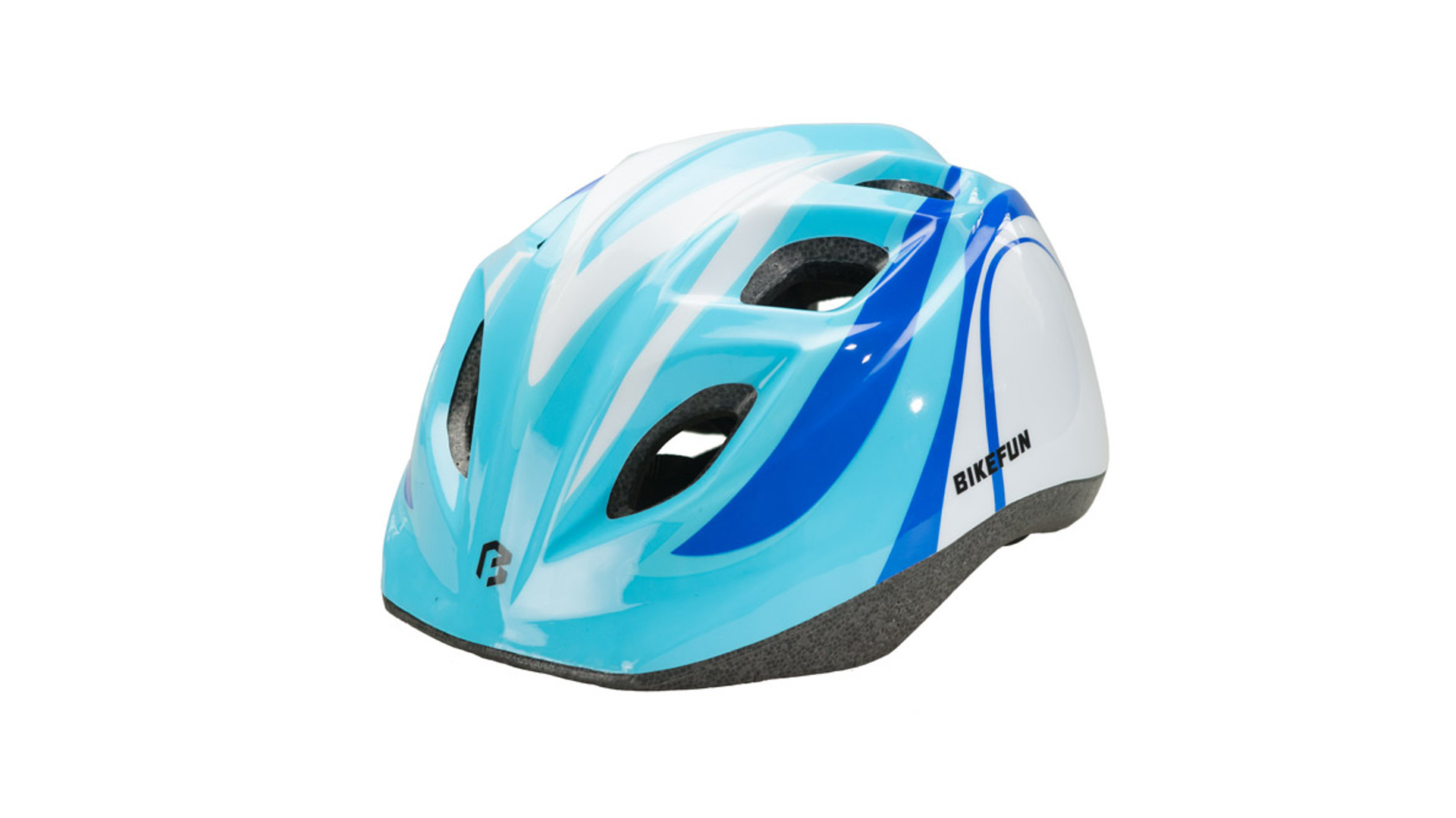 BIKEFUN Junior kerékpáros sisak, kék/fehér, S (48-52 cm)