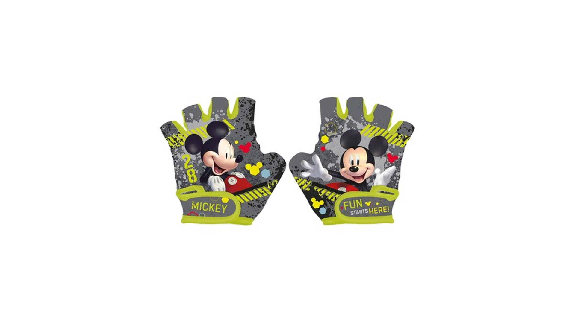 Disney Mickey egér gyermek kerékpáros kesztyű, neon/szürke, XS