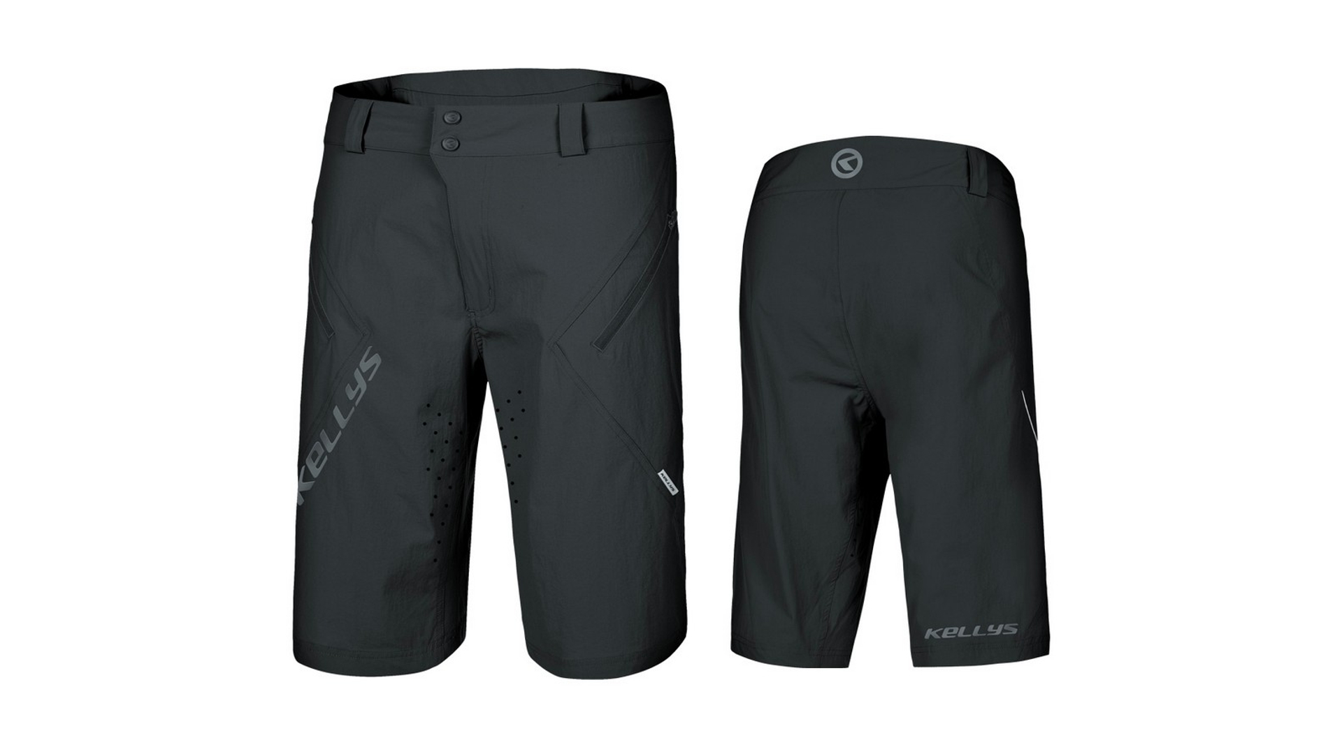 KELLYS Stoke enduro/MTB férfi kerékpáros rövidnadrág / freeride nadrág betéttel, Black, M