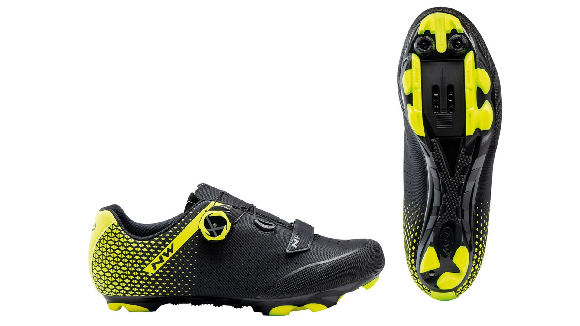 NORTHWAVE MTB Origin Plus 2 kerékpáros cipő, fekete/fluo sárga, 40,5