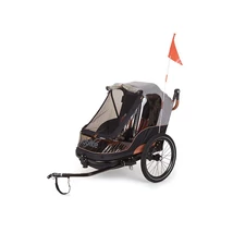 BOBIKE Trailer kerékpáros utánfutó futó-babakocsi kiegészítő szettel, 2 személyes, szürke/barna