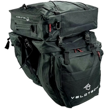 VELOTECH háromrészes túratáska csomagtartóra lecsatolható felsőrésszel - vízálló - 35 liter - fekete