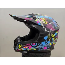 MZONE Graffiti fullface cross bukósisak - Black Matt